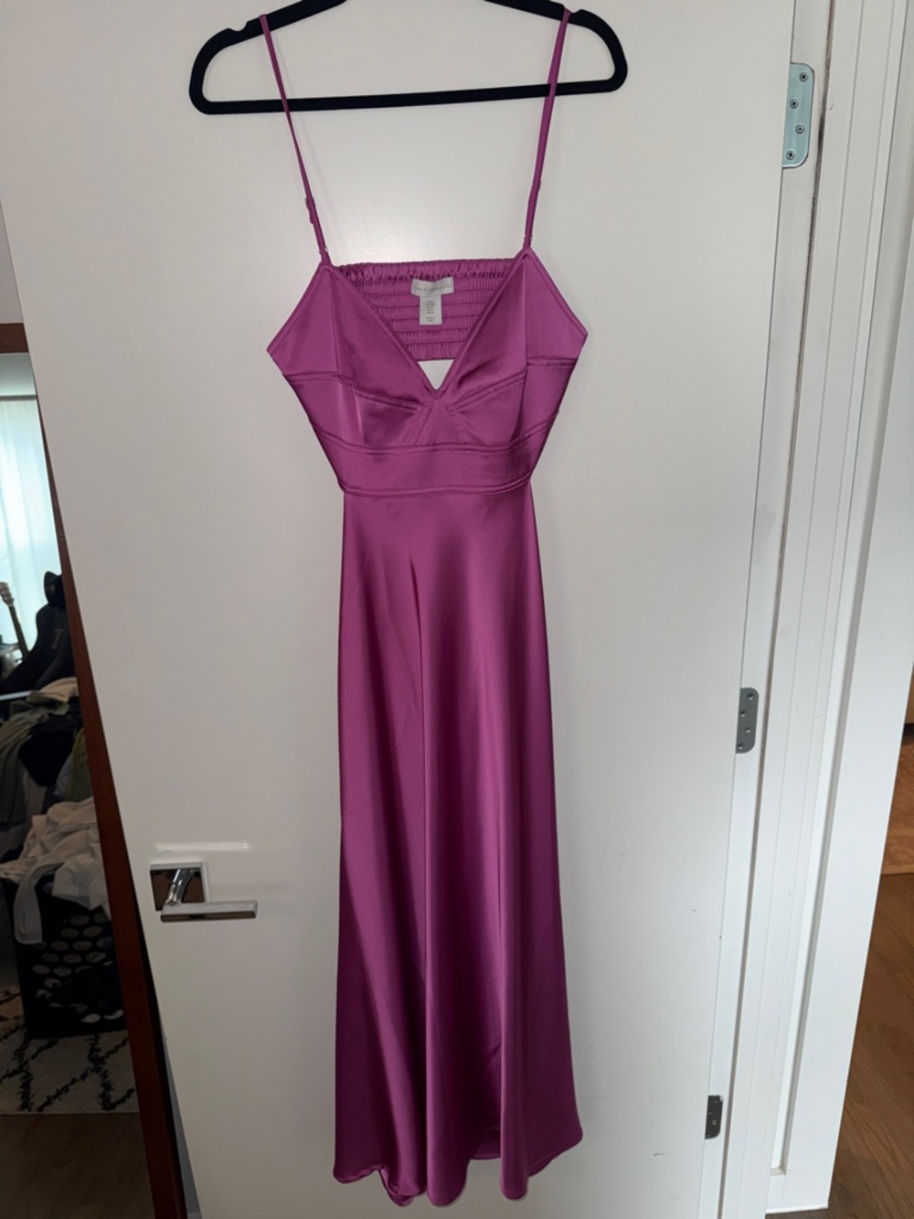 House of Harlow 1960 Magenta Satin Maxi Slip Dress